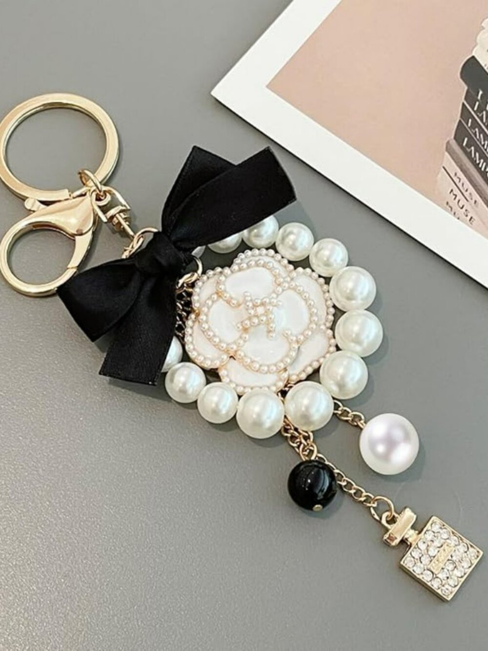 NEW! CAMELLIA FLOWER "Luxury Vibes" BAG CHARM KEYCHAIN